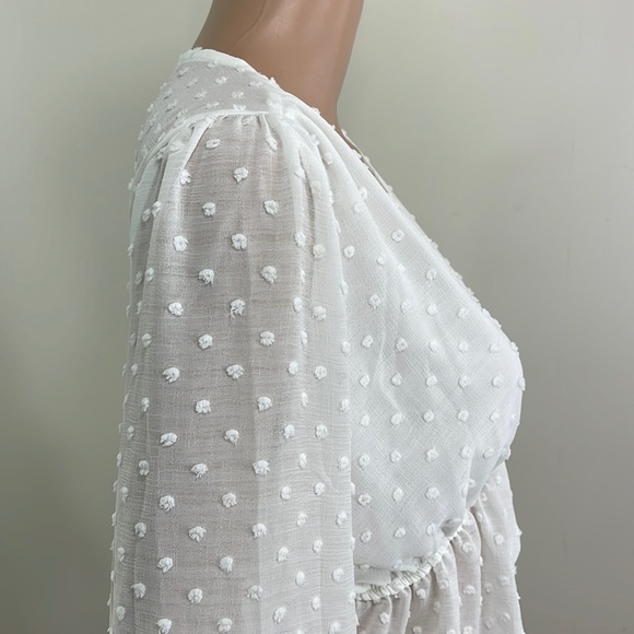 TCEC Dobby Mesh Tie Front Peplum Top - Picture 12 of 16